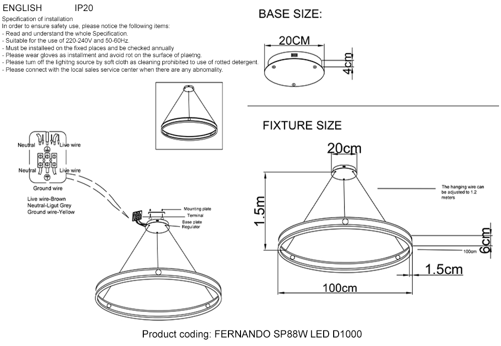 Подвесной светодиодный светильник с пультом управления  виде кольца Crystal Lux FORTUNA FORTUNA SP88W LED D1000 GOLD
