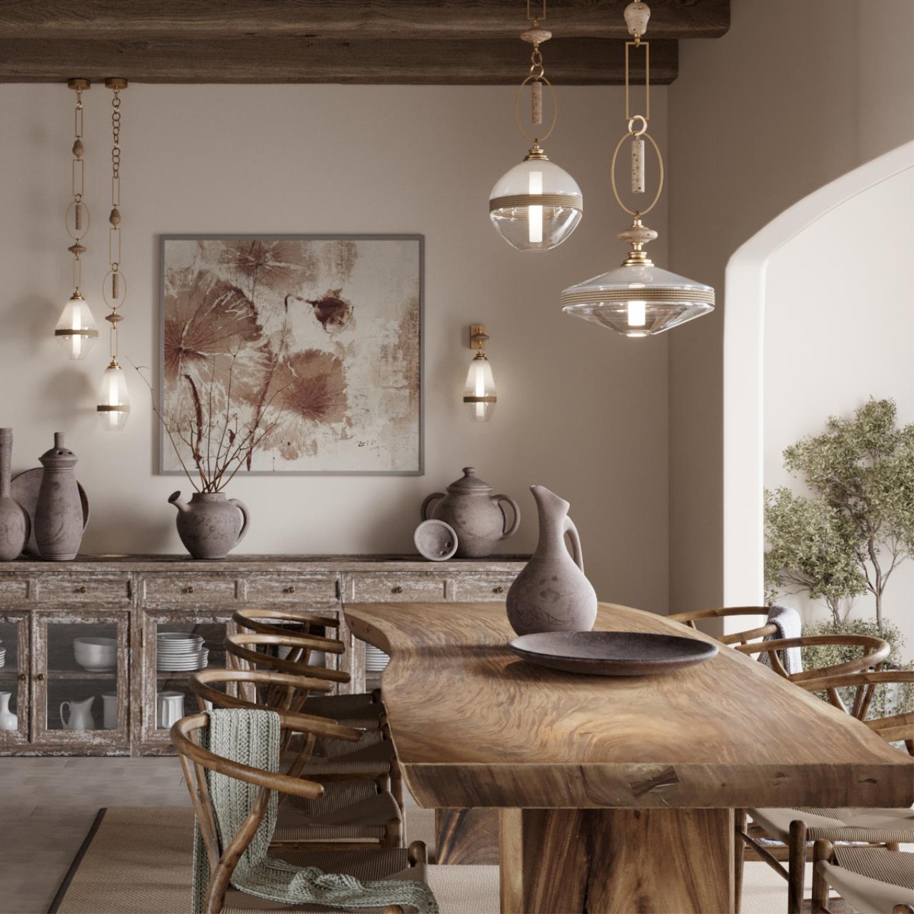 Подвесной светильник звеньями из камня Odeon Light KREMA 5441/1C