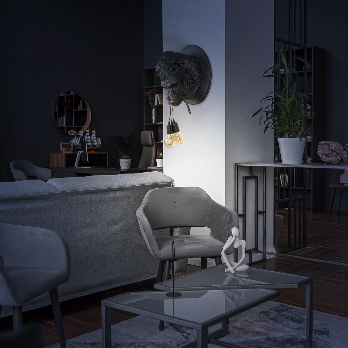 Настенный дизайнерский декоративный светильник Loft It Gorilla  10178 White