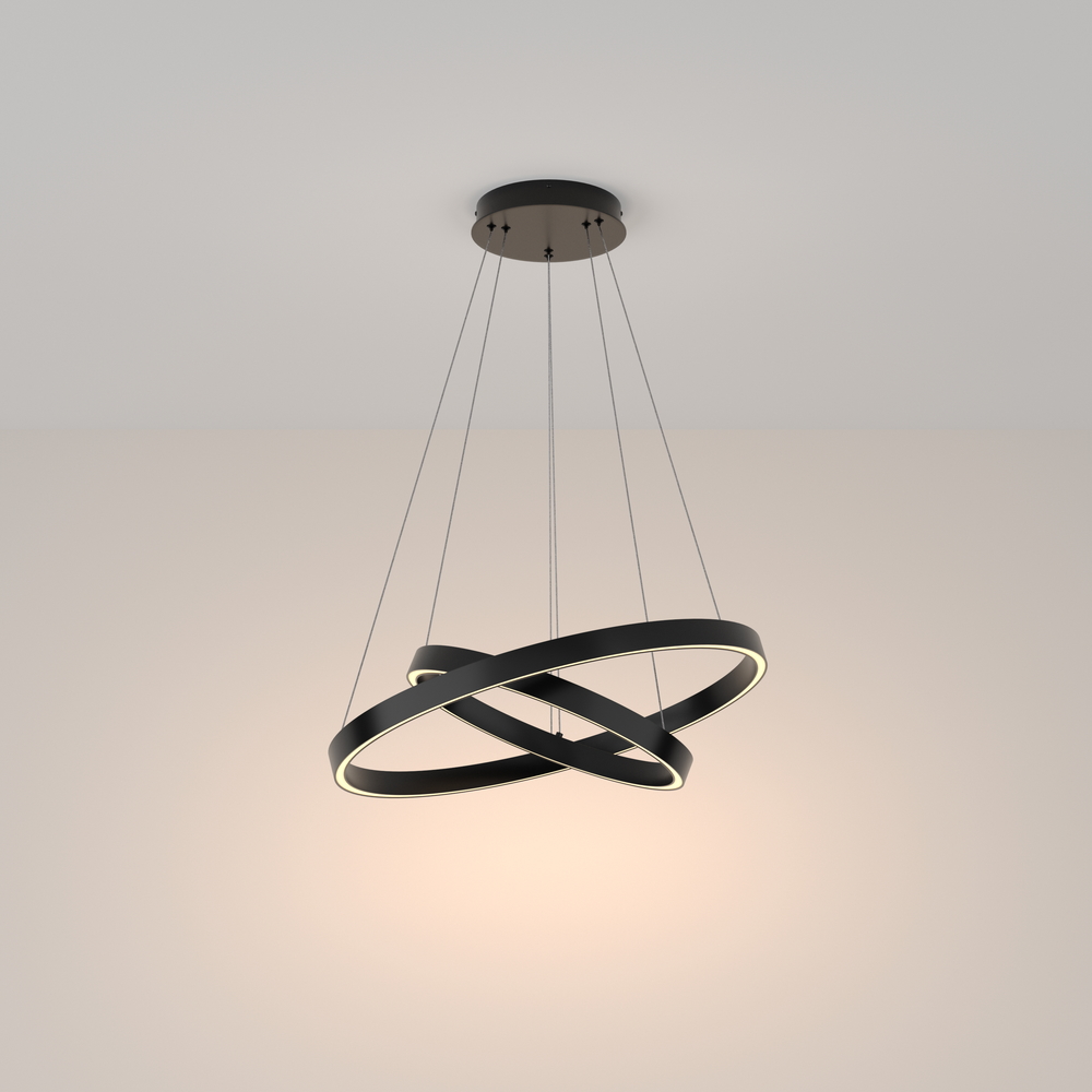 Подвесной светодиодный светильник с форме колец, LED люстра Maytoni Rim MOD058PL-L55BK