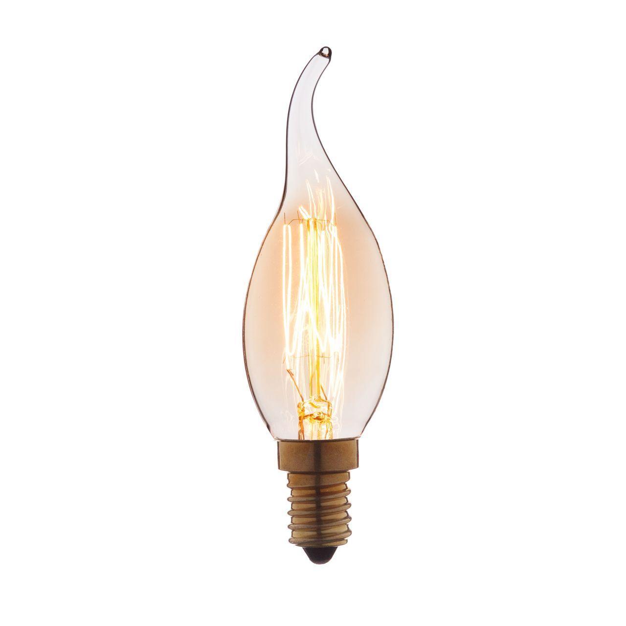 Лампа накаливания E14 40W свеча на ветру прозрачная 3540-GL