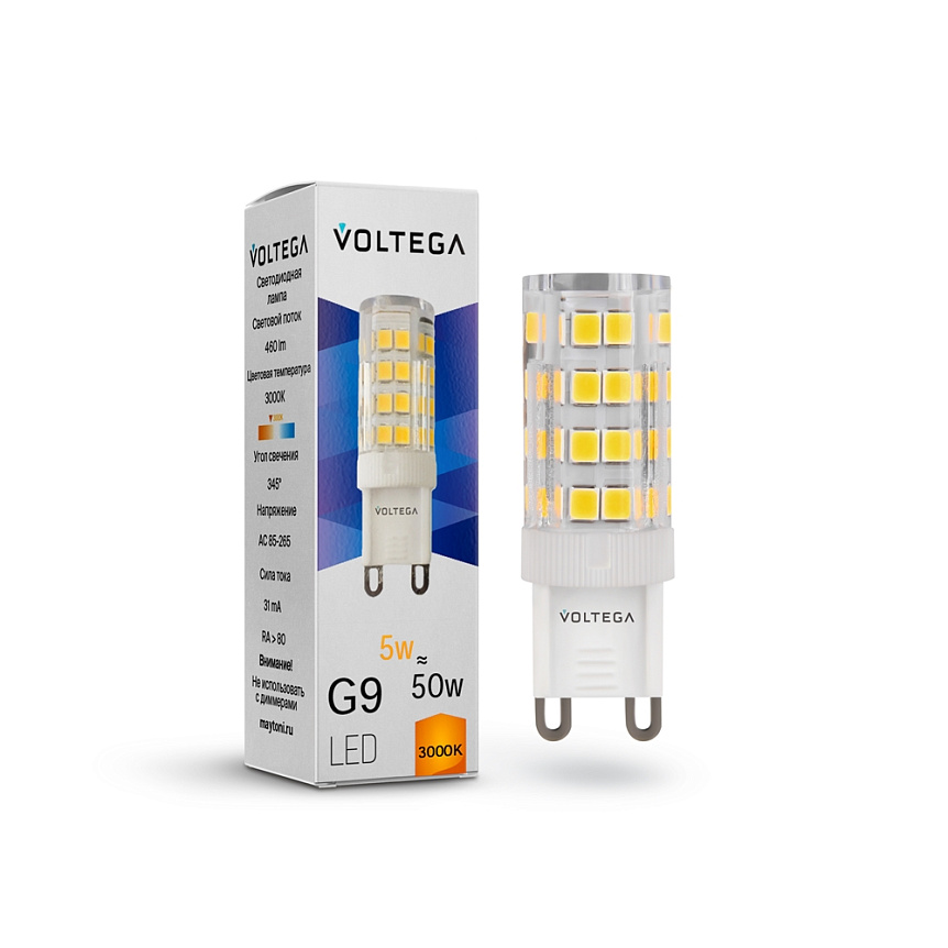 Светодиодная лампа G9 5W 3000K Voltega Simple 7185