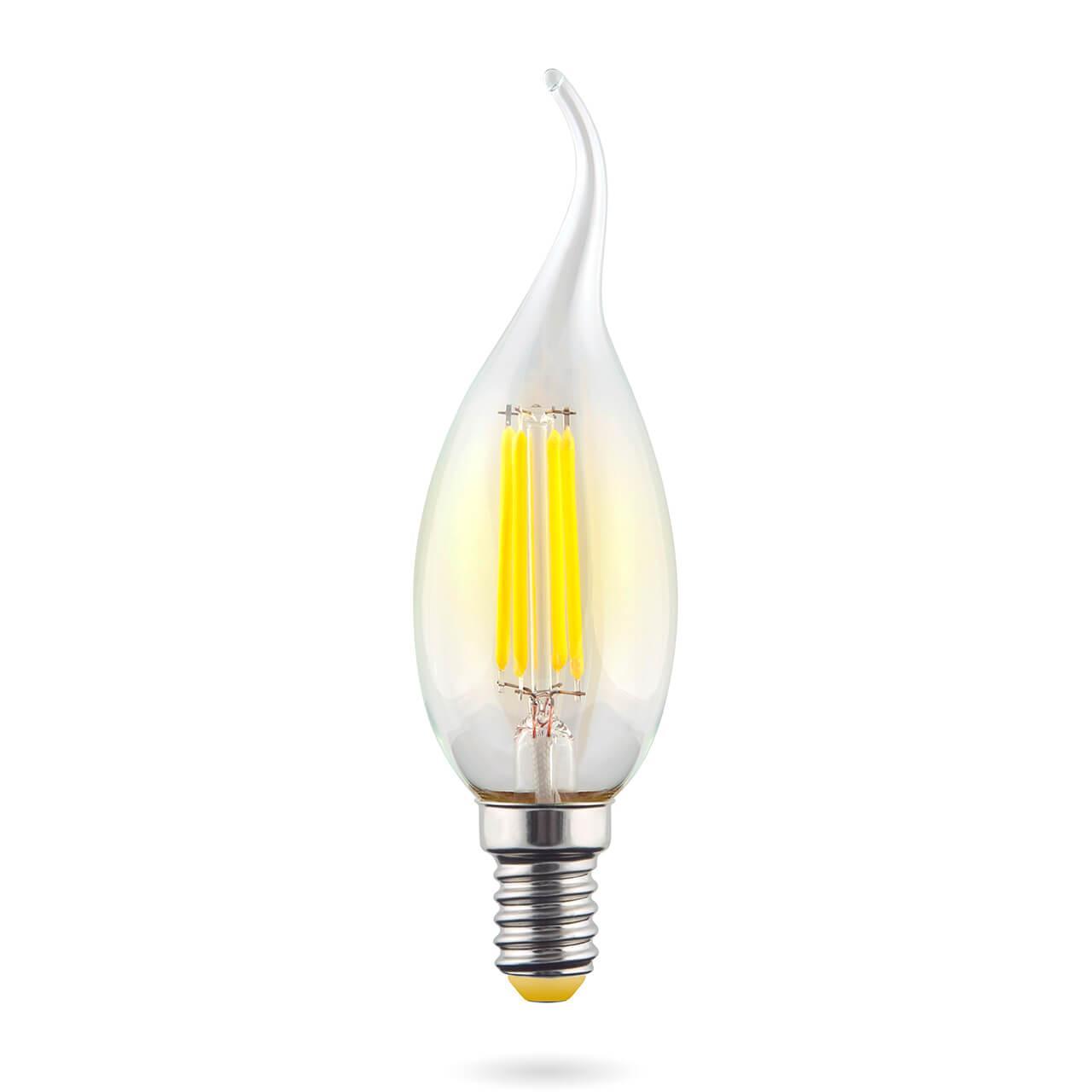 Лампа светодиодная E14 6W 4000К свеча на ветру прозрачная  VG10-CW1E14cold6W-F 7018