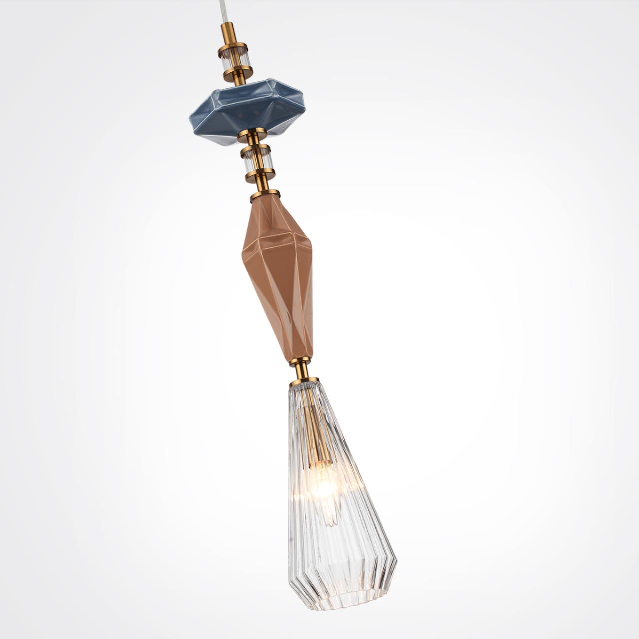 Подвесной дизайнерский светильник из керамики и стекла Odeon Light TERRA 5414/1B