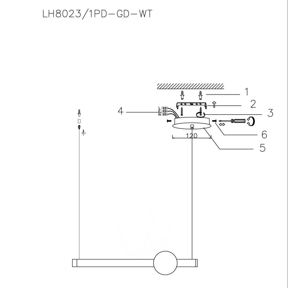 Подвесной светодиодный светильник Lumien Hall Greniya LH8023/1PD-GD-WT