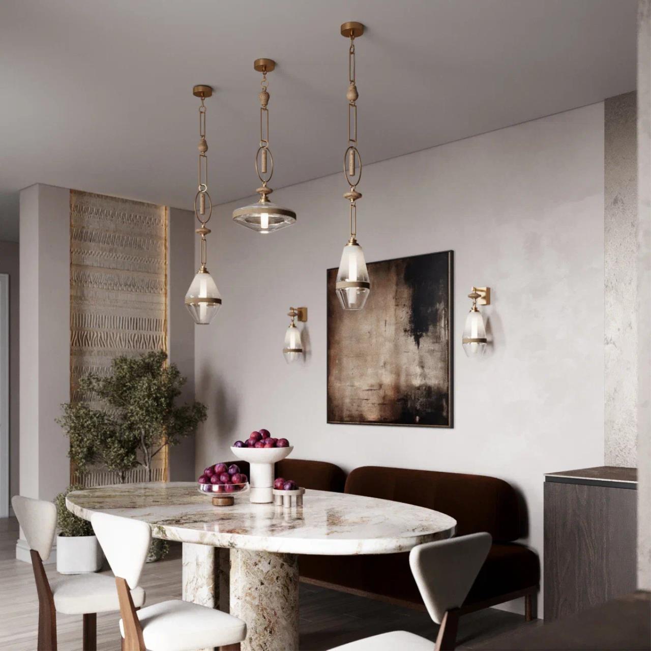 Подвесной светильник звеньями из камня Odeon Light KREMA 5441/1A