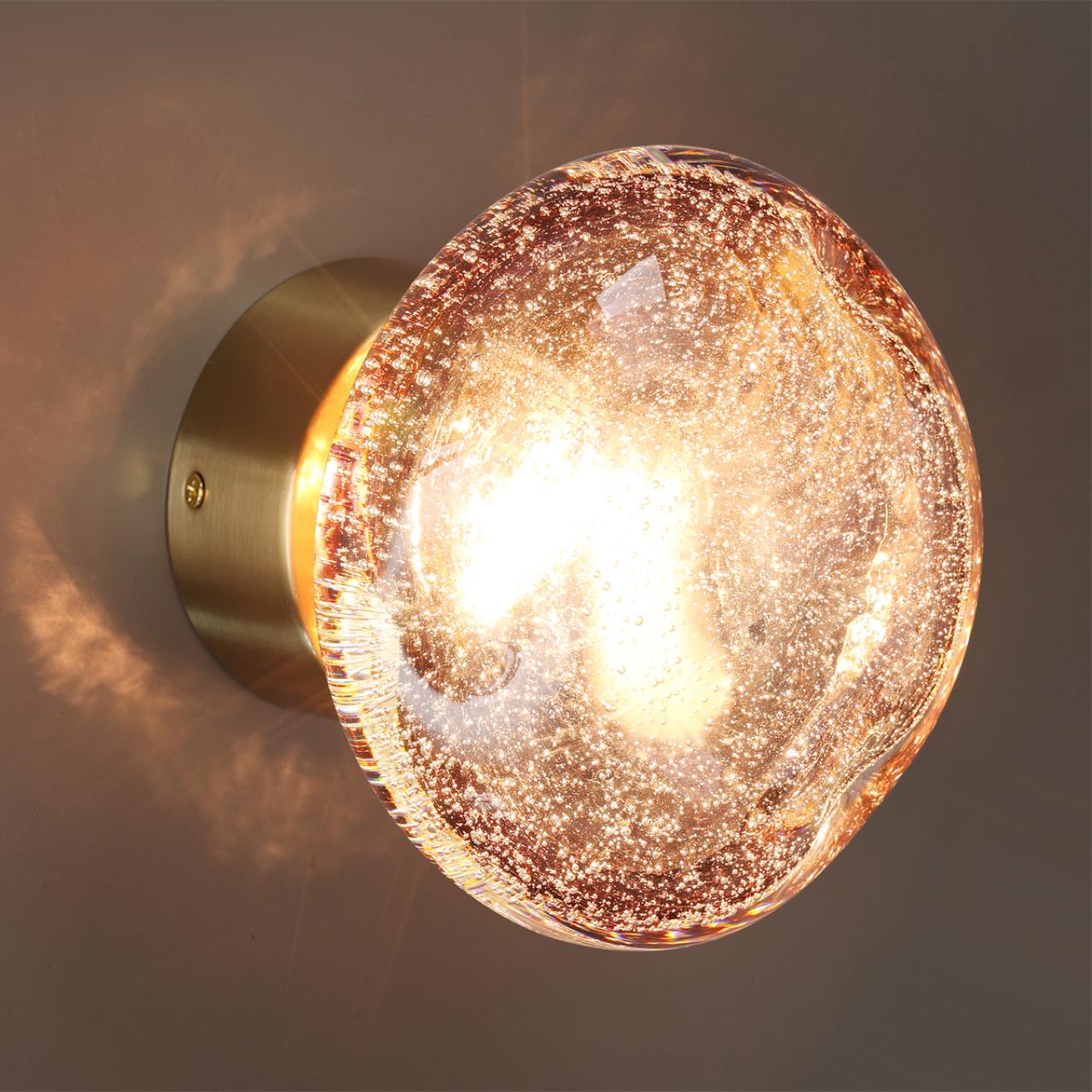 Настенный светильник из «мятого» стекла с эффектом пузырьков Odeon Light  MELA 7043/4WL