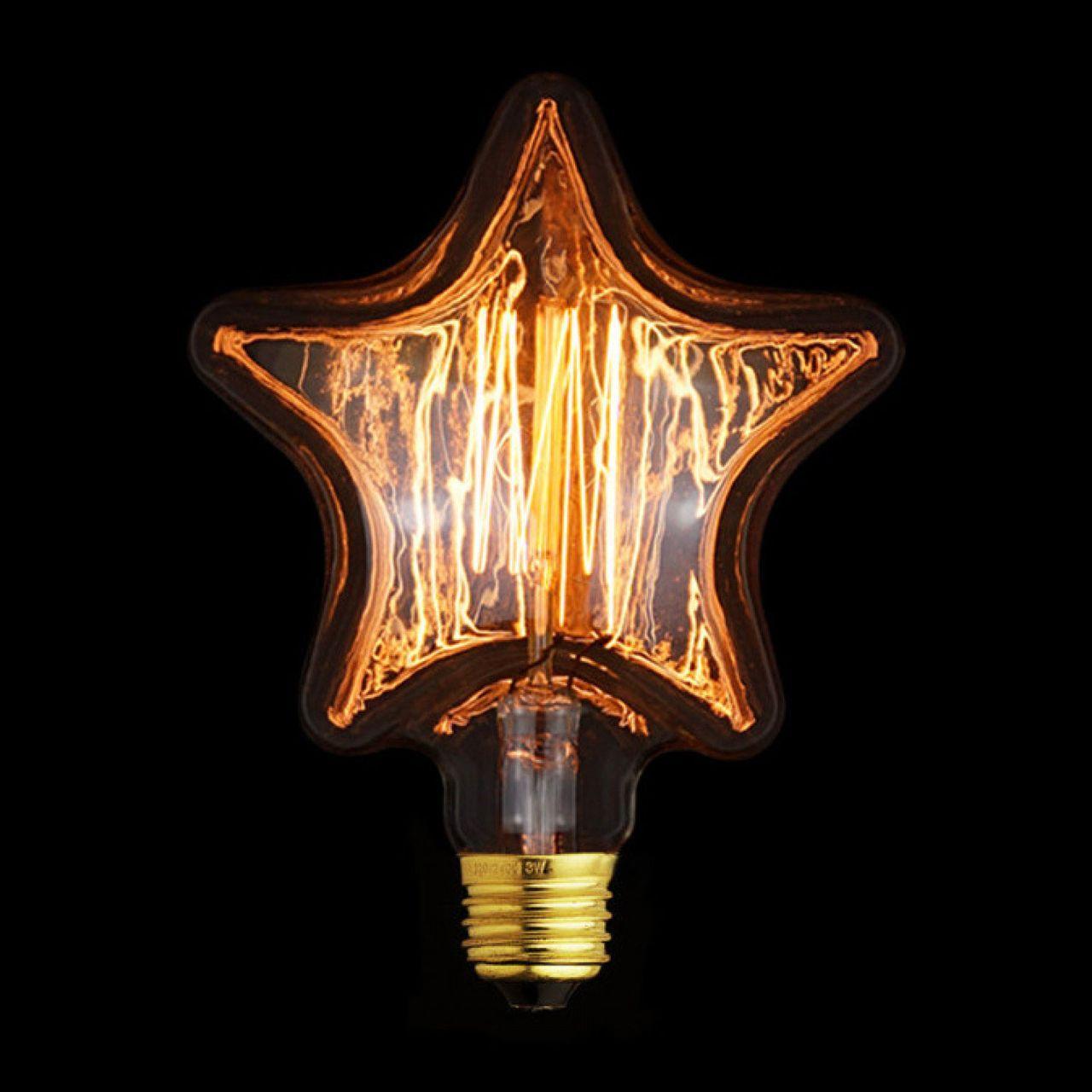 Лампа накаливания E27 40W звезда прозрачная 2740-S