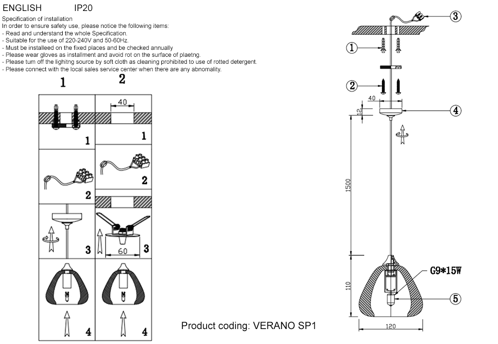 Подвесной светильник Crystal Lux Verano SP1 GOLD