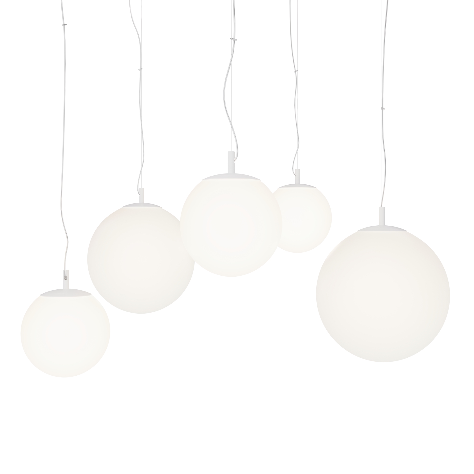 Потолочная белая люстра с круглыми плафонами шарами Maytoni Basic form MOD321PL-05W1