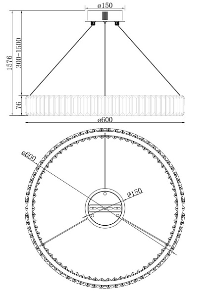 Подвесной хрустальный светильник кольцом Freya Tier FR5257PL-L25CH