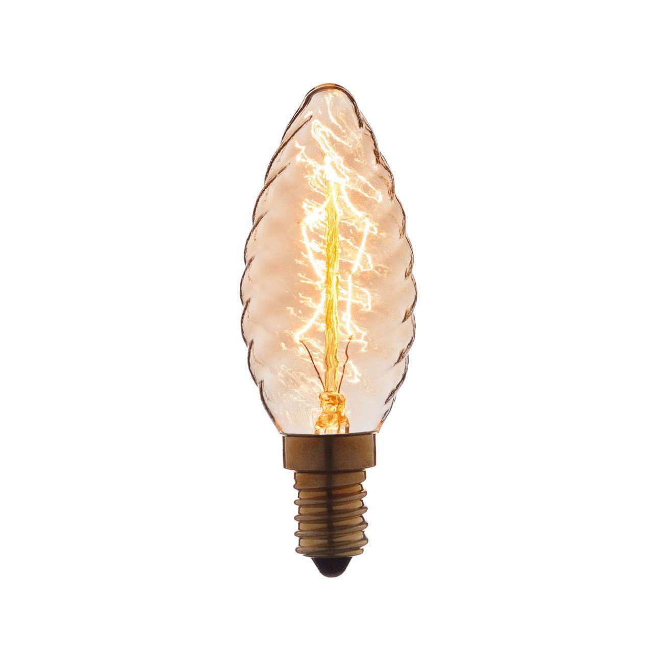 Лампа накаливания E14 40W свеча витая прозрачная 3560-LT