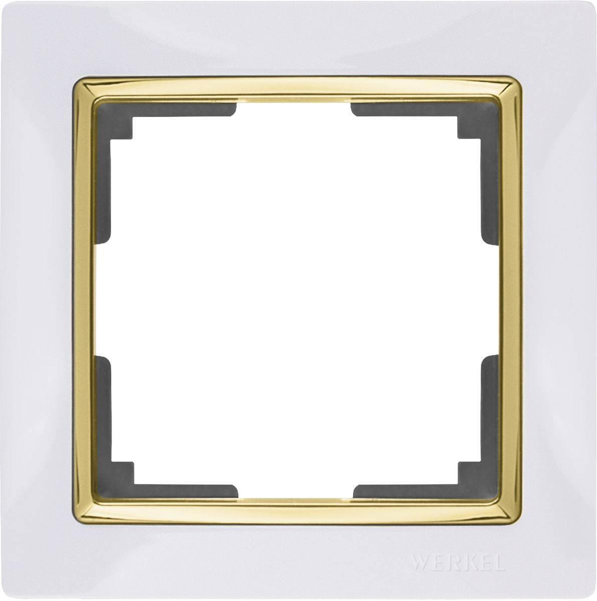 Рамка Snabb на 1 пост белый/золото WL03-Frame-01-white/GD 4690389083877
