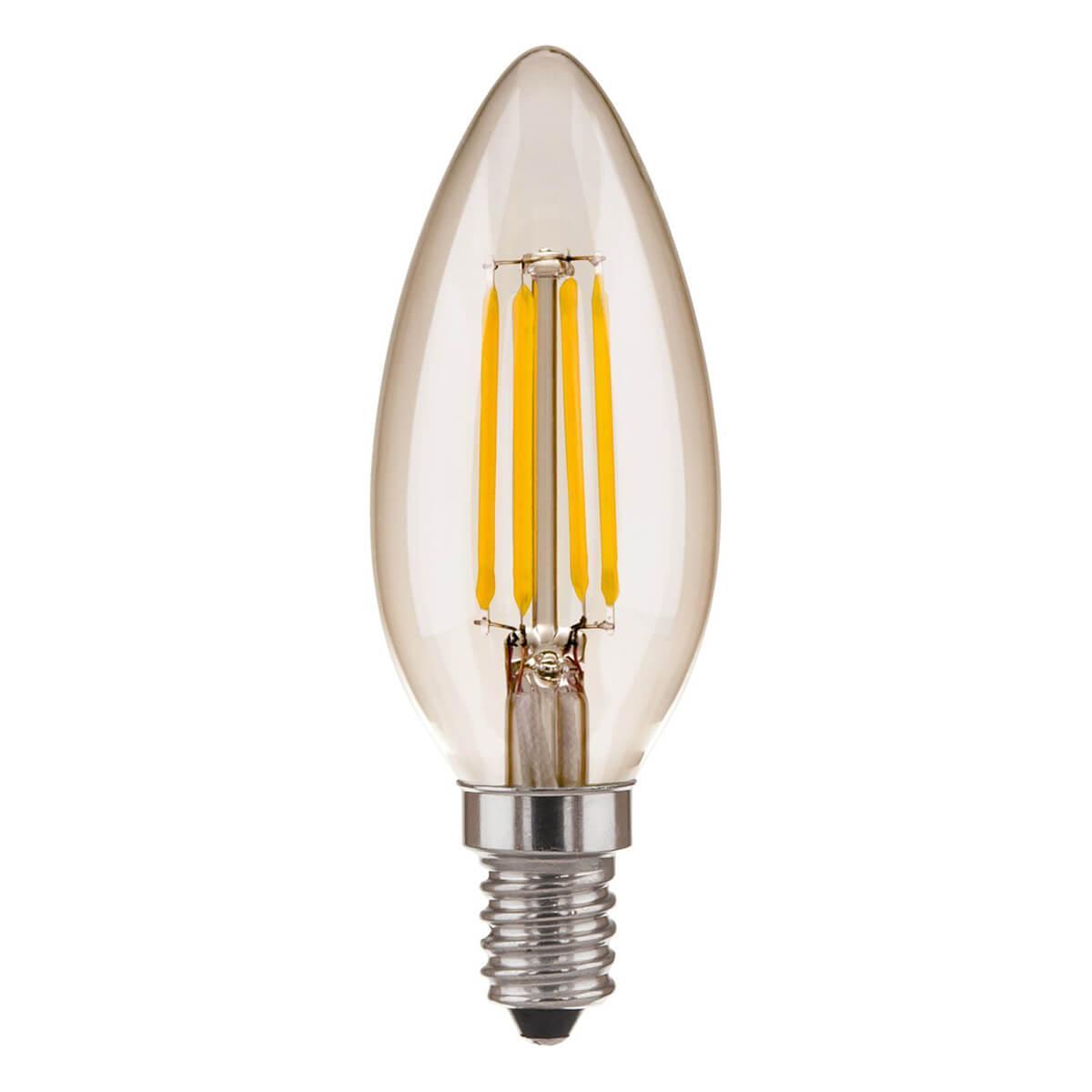 Лампа светодиодная филаментная E14 6W 3300K свеча прозрачная 4690389110757