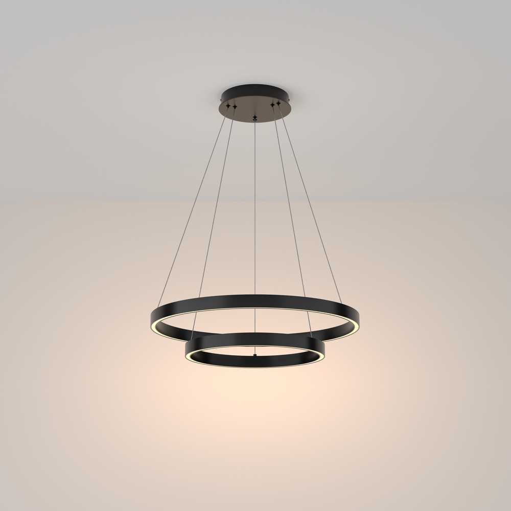 Подвесной светодиодный светильник с форме колец, LED люстра Maytoni Rim MOD058PL-L55BK