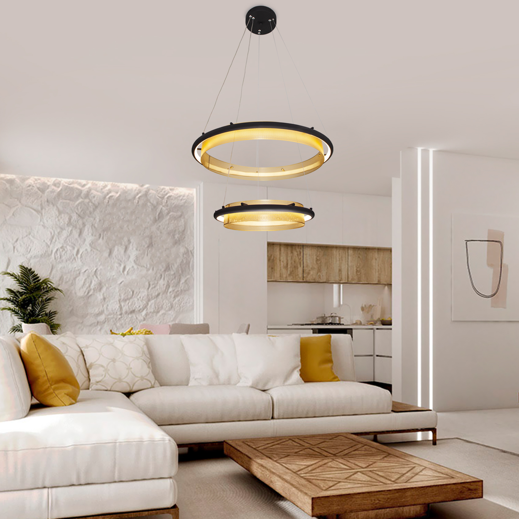 Подвесной светильник с системой умный дом Eurosvet Imperio 90241/2 черный/ золото Smart