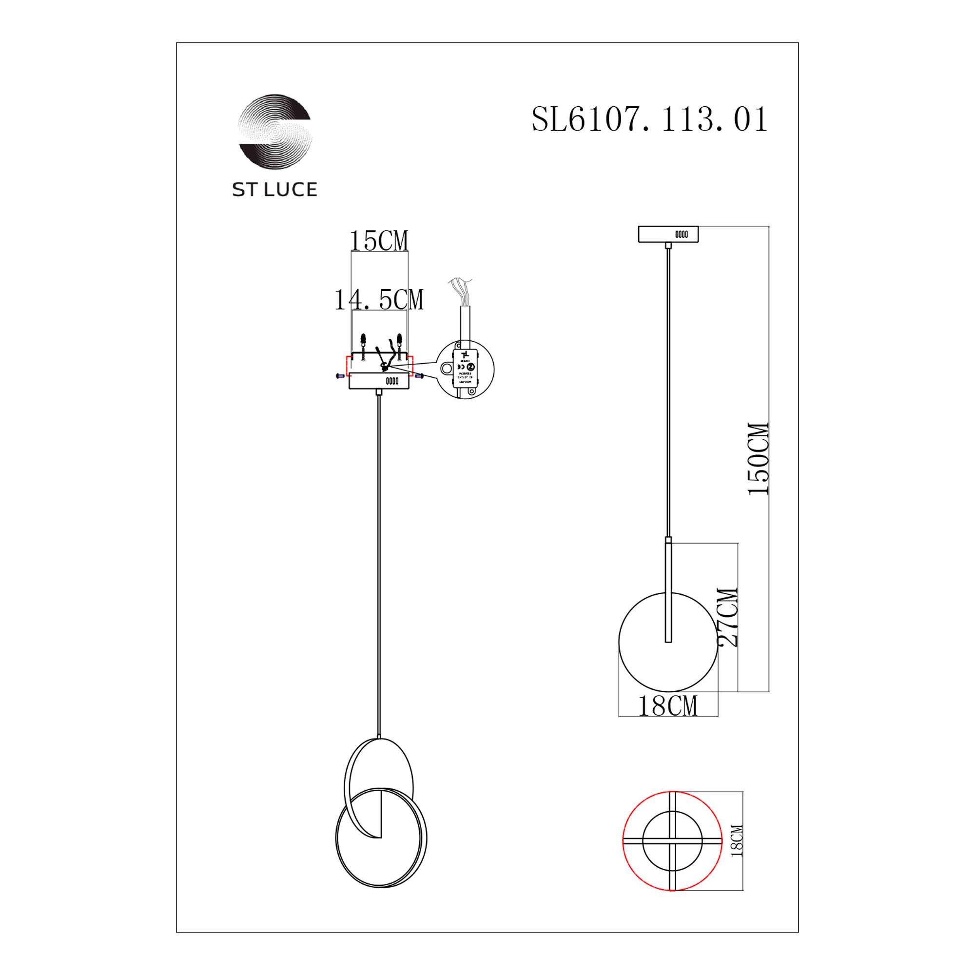 Подвесной светодиодный дизайнерский светильник хром ST Luce Eclisse SL6107.113.01