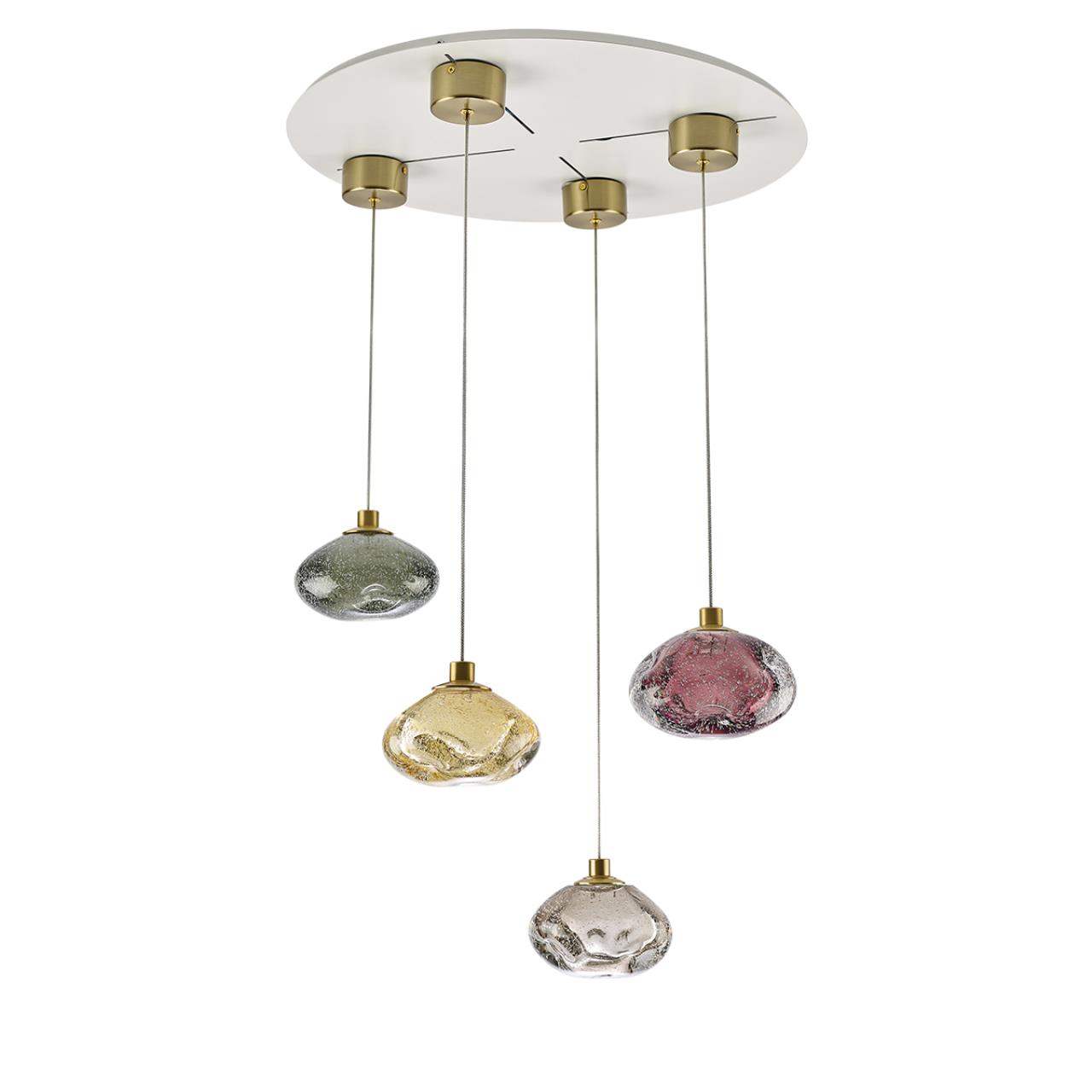 Подвесной светильник «мятого» стекла с эффектом пузырьков Odeon Light  MELA 7042/4L