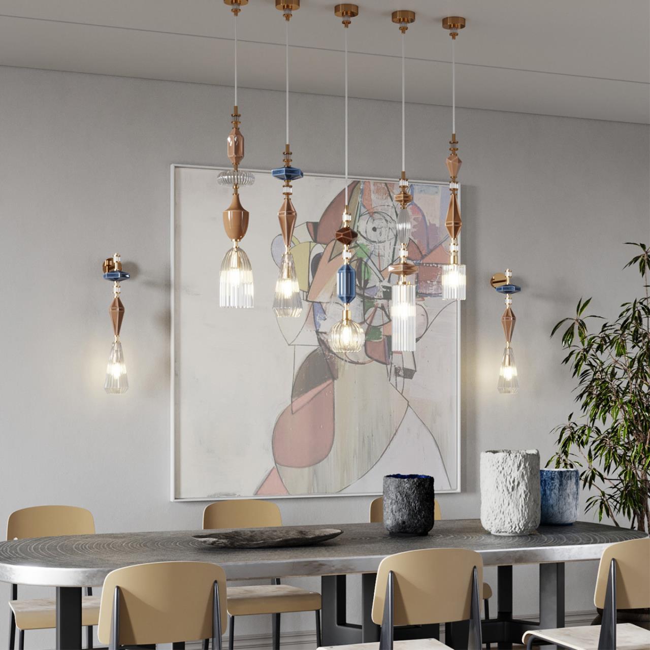 Подвесной дизайнерский светильник из керамики и стекла Odeon Light TERRA 5414/1A