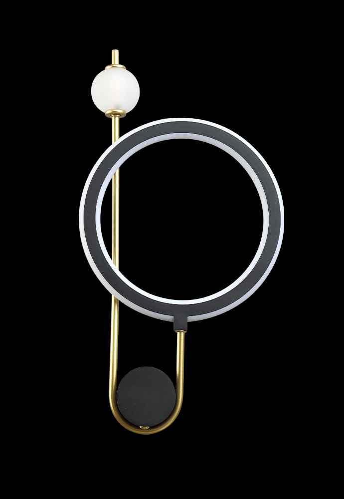 Настенный светодиодный светильник с плафоном в виде кольца Crystal Lux CORIDA CORIDA AP25W LED BLACK/GOLD