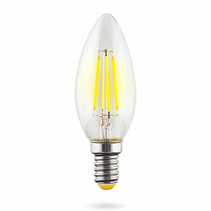 Лампа светодиодная E14 6W 2800К свеча прозрачная VG10-C1E14warm6W-F 7019