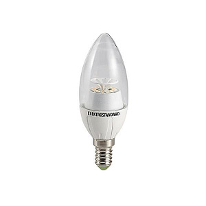 Лампа светодиодная E14 4W 6500K свеча прозрачная 4690389054563