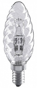 Лампа галогенная E14 28W свеча витая прозрачная 4690389020971