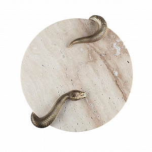 Настенный светильник из камня травертина со змеёй из латуни Odeon Light  SNAKE 7033/10WL